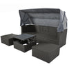 U-Shaped Patio Daybed with Canopy & Wicker Sectional Seating