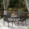 Set of 4 High-Back Outdoor Wicker Dining Chairs with Armrests
