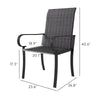 Set of 4 High-Back Outdoor Wicker Dining Chairs with Armrests