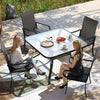 Set of 4 High-Back Outdoor Wicker Dining Chairs with Armrests