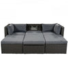U-Shaped Patio Daybed with Canopy & Wicker Sectional Seating