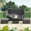 U-Shaped Patio Daybed with Canopy & Wicker Sectional Seating