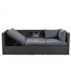 U-Shaped Patio Daybed with Canopy & Wicker Sectional Seating