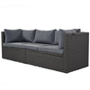 U-Shaped Patio Daybed with Canopy & Wicker Sectional Seating